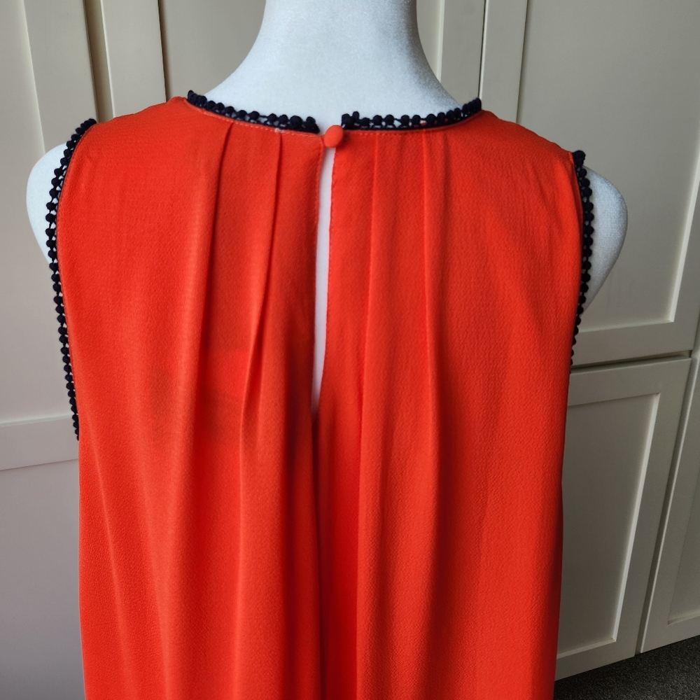 Umgee The Virginia Shift Dress Pleated Sleeveless Orange Navy Blue New Large - Picture 8 of 15